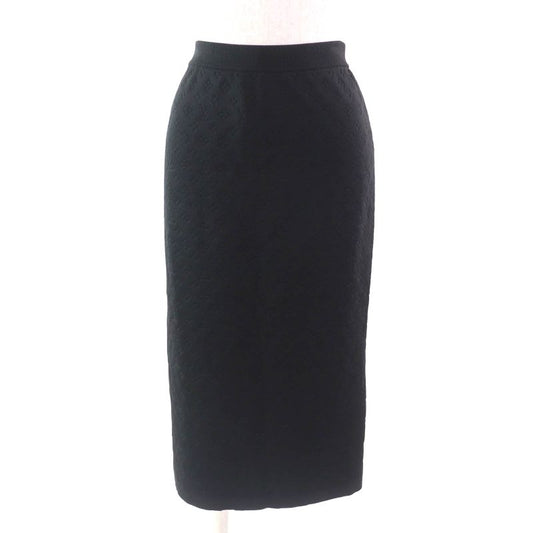 Louis Vuitton 23SS Silk Blend Monogram Embossed Knee Length Tight Skirt Black M