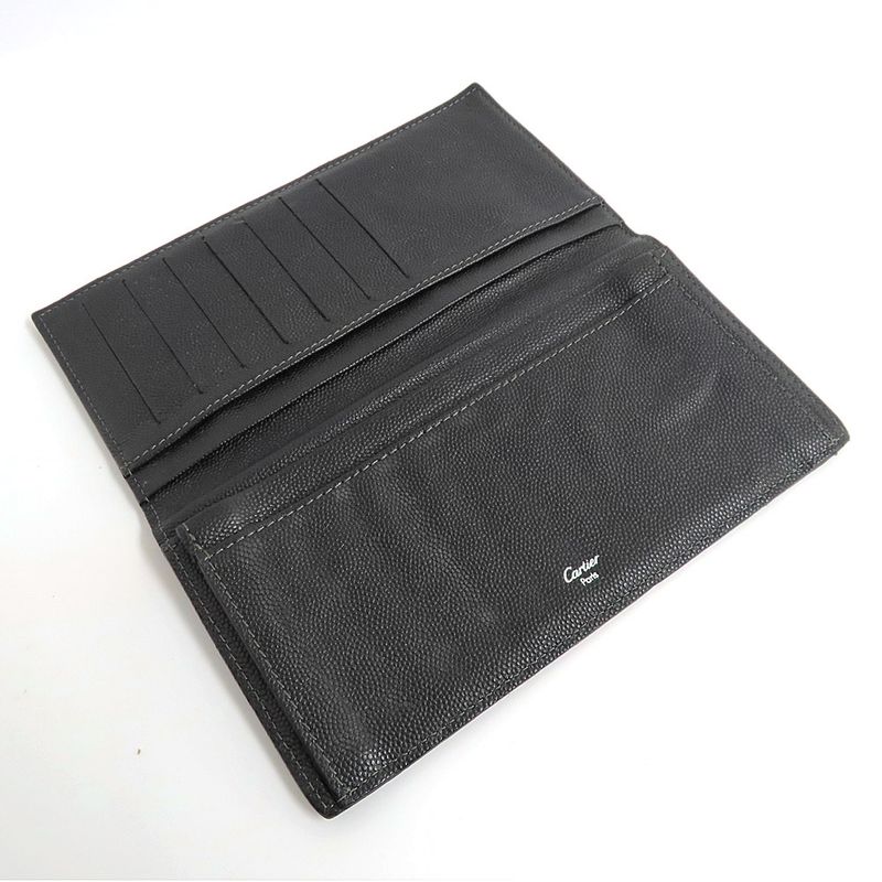Cartier Santos Bifold Bill Holder Leather Black Men's