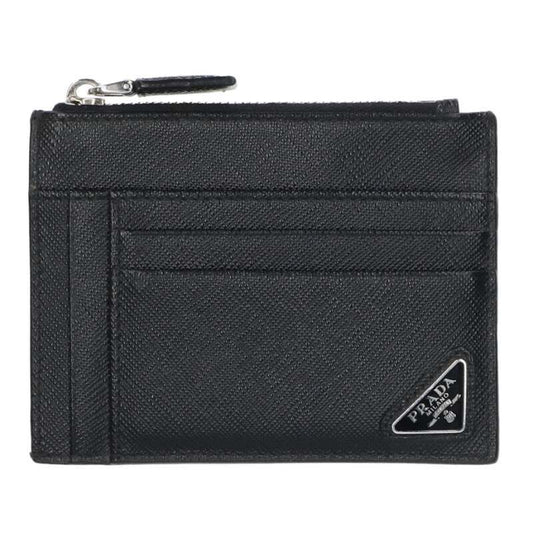 Prada 2mc067 Logo Plate Saffiano Coin Card Case Men's