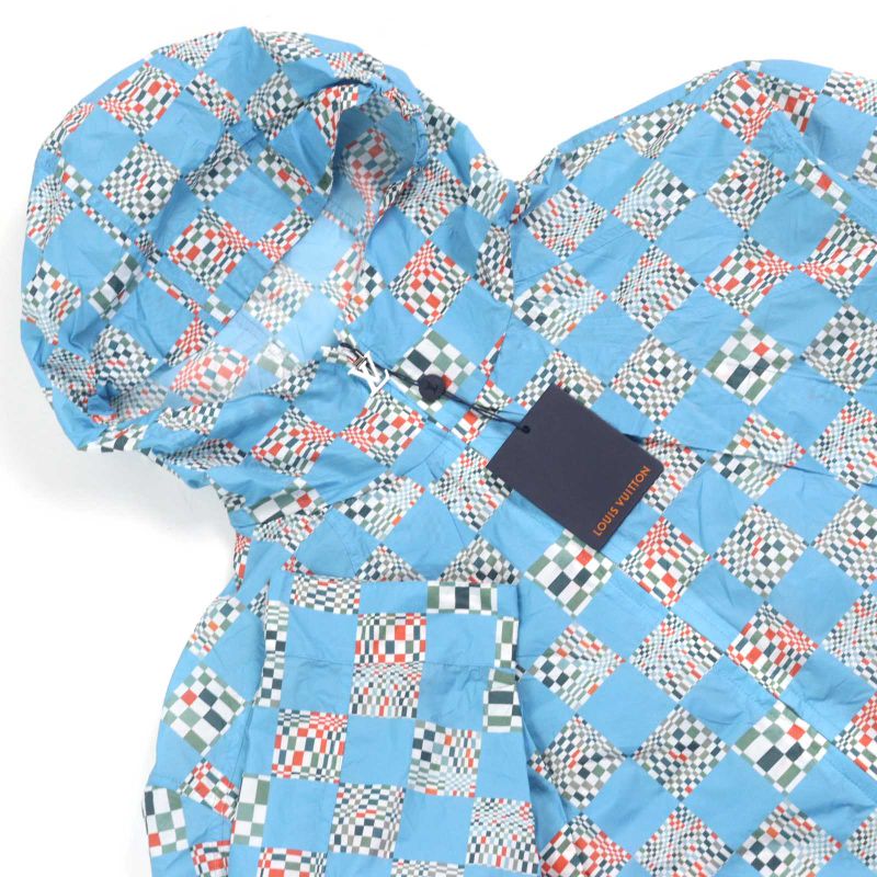 Louis Vuitton 21SS Hkb85w Distorted Damier LV Logo Zipper With Drawcord