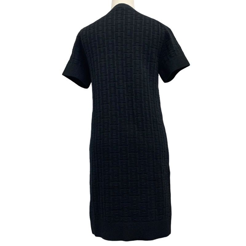 Hermes Dress Wool Black Knit Short Sleeve