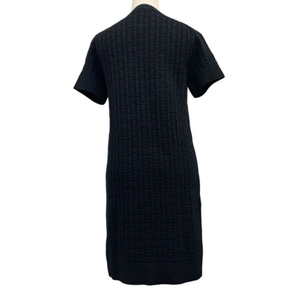 Hermes Dress Wool Black Knit Short Sleeve