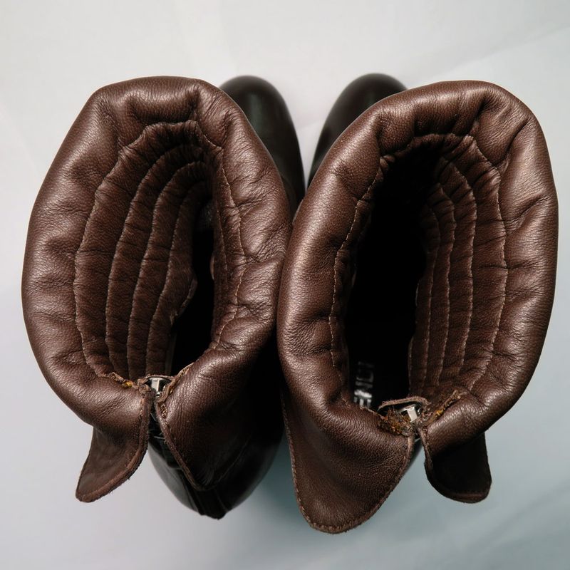 Fendi Thick Heel Platform Boots 36.5 Brown Leather Suede Shorts Back