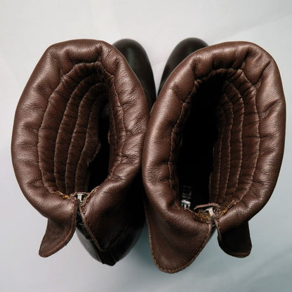 Fendi Thick Heel Platform Boots 36.5 Brown Leather Suede Shorts Back