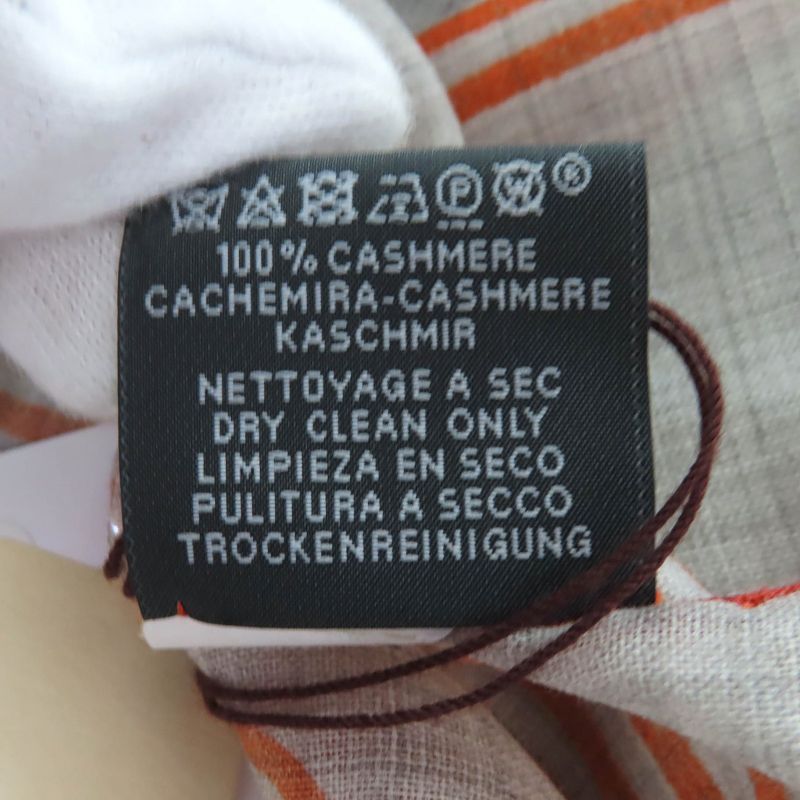 Hermes 2023 Rubans D'Hermes 100% Cashmere GRIS Chine/vert/or Rectangle All-over