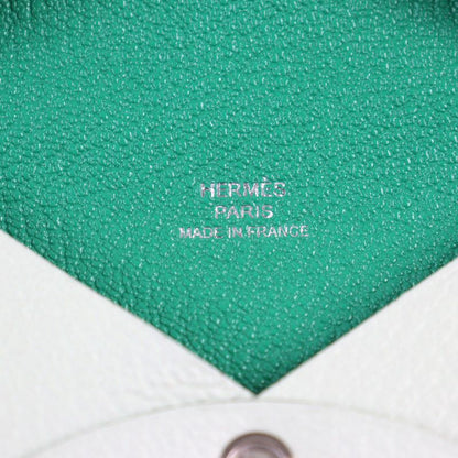 Hermes Calvi Verso Chevre Verre Fizz Mint Coin Case With Box Stamped U Made In