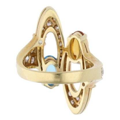 Bulgari Elysia 18K Yellow Gold Yellow Gold Citrine Blue Topaz Ring Women's 10