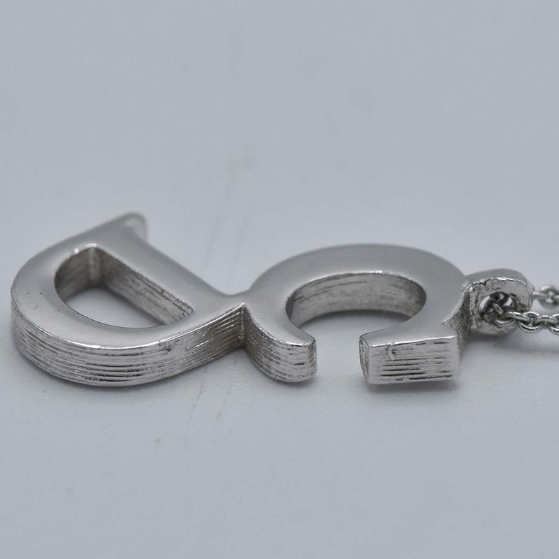 Christian DIOR Necklace CD Logo Silver Color Approx 3.9g Accessories Box H9283