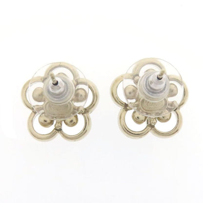 Chanel Flower Rhinestone Earrings Metal Ladies