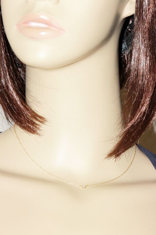 Tiffany & Co Pendant Necklace 18K Yellow Gold Diamond 1P (005ct) Elsa Peretti