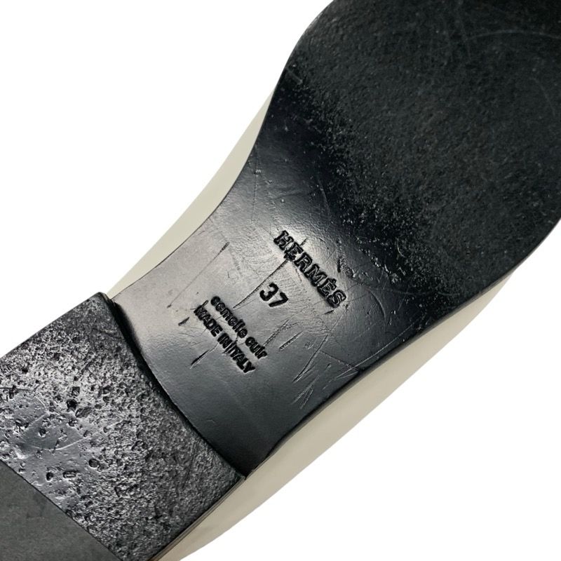 Hermes Jota Flat Shoes Leather Ivory Silver Kelly Hardware Mule Slipper Sandals