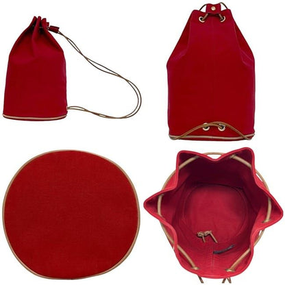 Hermes Drawstring Backpack Porochon Mimir PM Red Cotton Preowned
