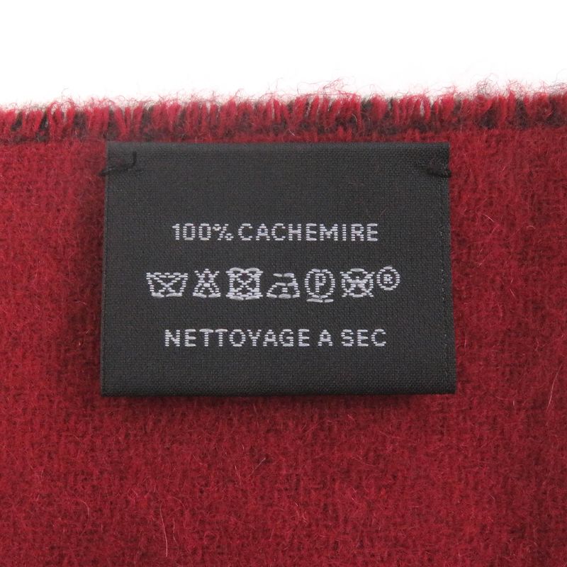 Hermes 100% Cashmere Fringe Shawl Scarf Green Bordeaux With Box Made In