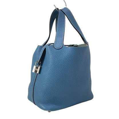 Hermes Handbag Picotin Lock PM Blue Jean Silver Hardware