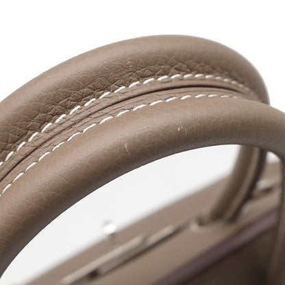 Hermes Handbag Birkin 30 Togo Etoupe Silver Hardware Glazed with Recolor