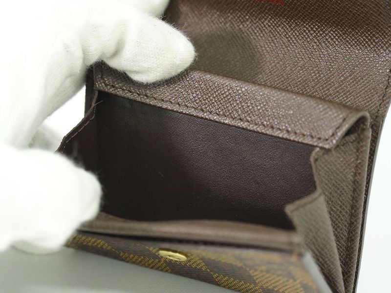 Authentic Louis Vuitton LV Porte Monnaie Pla Damier Ebène Coin Case Coin Case