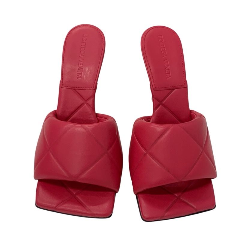 Bottega Veneta Lido Sandals Shoes Leather Pink Intrecciato Mules