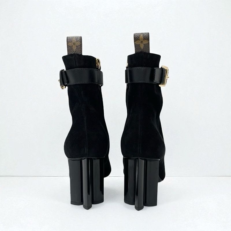 Louis Vuitton Silhouette Line Monogram Boots Short Shoes Suede Black