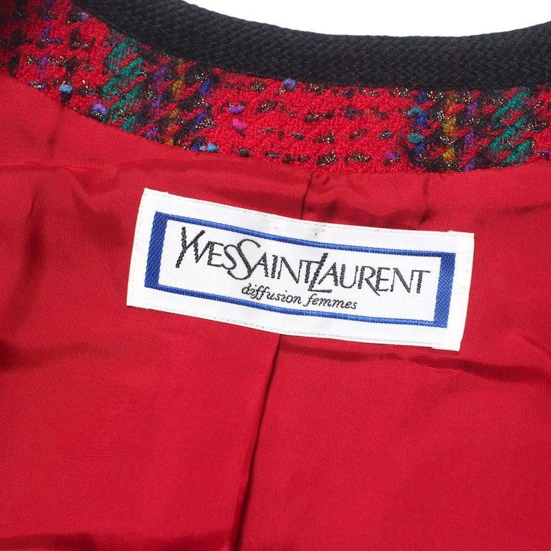 YVES Saint Laurent Yves Saint Laurent Vintage Collarless Jacket Tweed Jacket