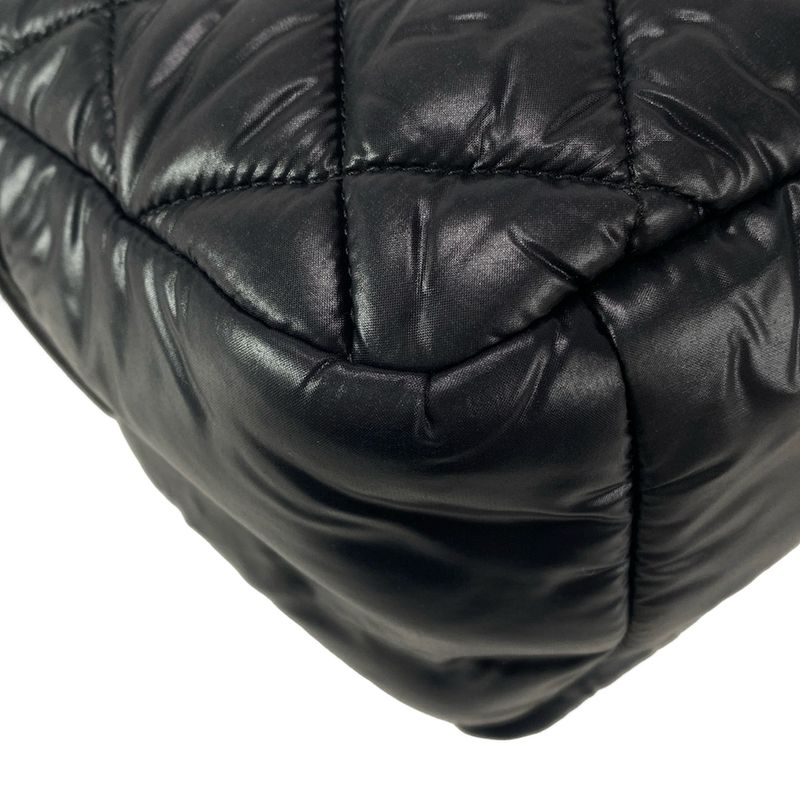 Chanel Shoulder Bag Coco Cocoon A48616 Black Silver Hardware Leather