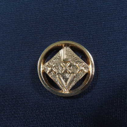 Louis Vuitton Wool Silk Blend LV Logo Gold Button Double Breasted Jacket Navy