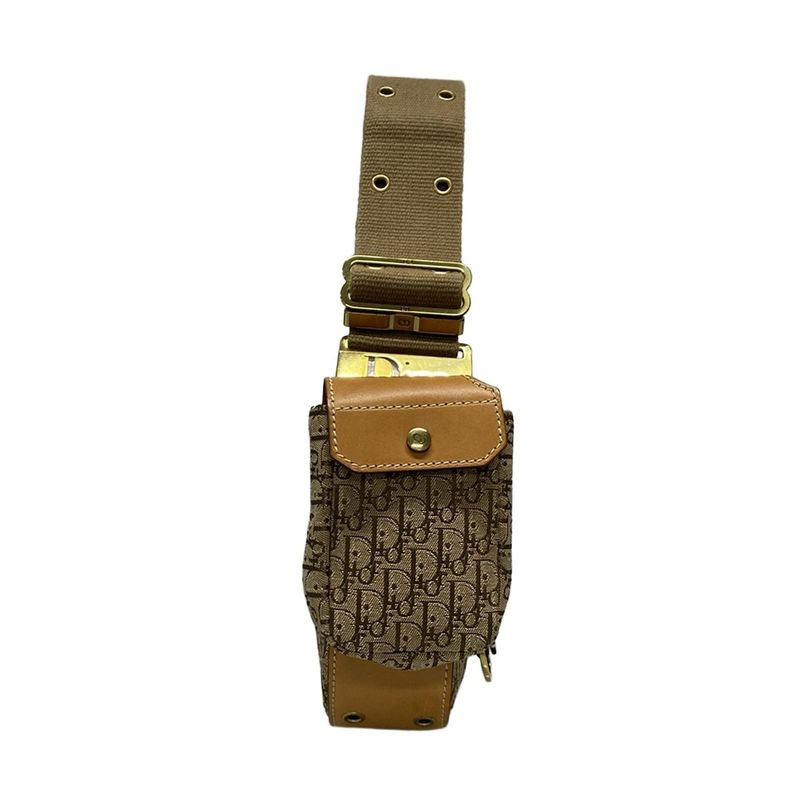 Dior/christian Dior Handbag Street Chic Dark Brown And Beige Leather