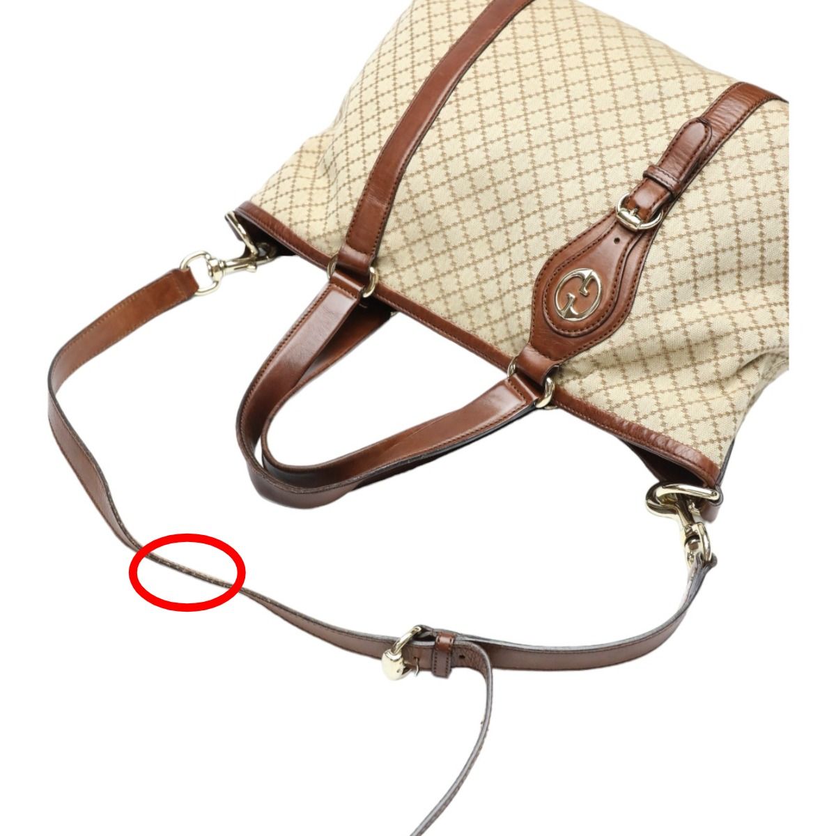 Gucci 2-Way Shoulder Bag Diamante Tote Antique Brown