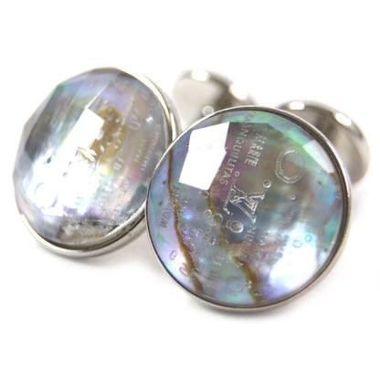 Louis Vuitton Mp1318 Logo Engraved Metal Cufflinks Button Cufflinks Silver With