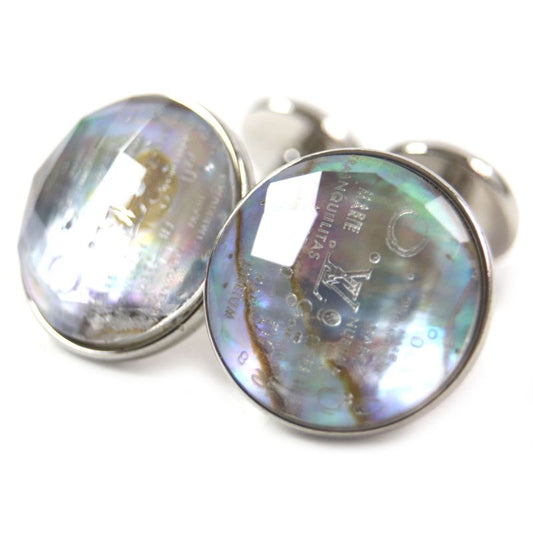 Louis Vuitton Mp1318 Logo Engraved Metal Cufflinks Button Cufflinks Silver With