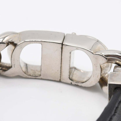 Christian DIOR Bracelet CD Logo Accessory Black And Silver Color Men's With Box