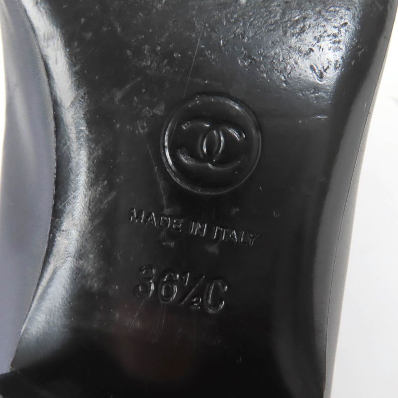 CHANEL G31974 Leather Loafer With Coco Mark Chain Black Gold Hardware 36.5 Made