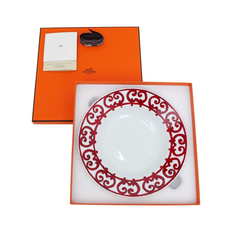 Hermes Supplate Gadal Kivil White RED Plate Pottery Tableware Accessorie