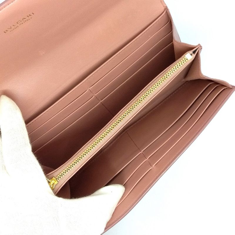 Bvlgari Logo Clip Long Wallet Metallic Pink Long Wallet Leather 287068 NFC Tag