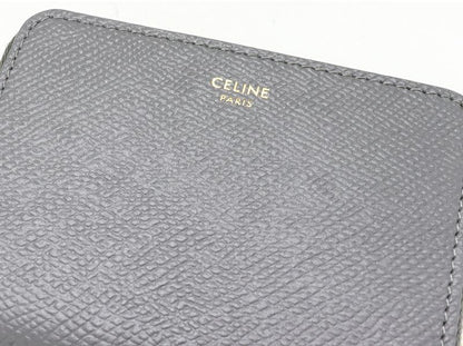 Celine Coin Case Compact Zip Wallet Grained Calfskin Gray 10b663bel10dc