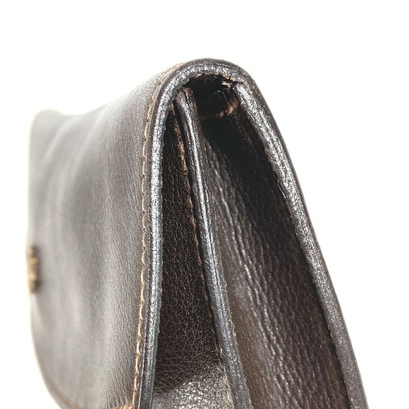 Hermes Clutch Bag Logo Leather Brown