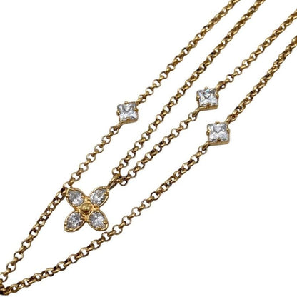 Louis Vuitton Necklace Lady LV M01845 Monogram Flower Rhinestone Strass Gold