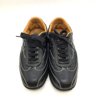 Hermes H Logo Cowhide Calf Classic Black Low Cut Sneakers Women's Black Size