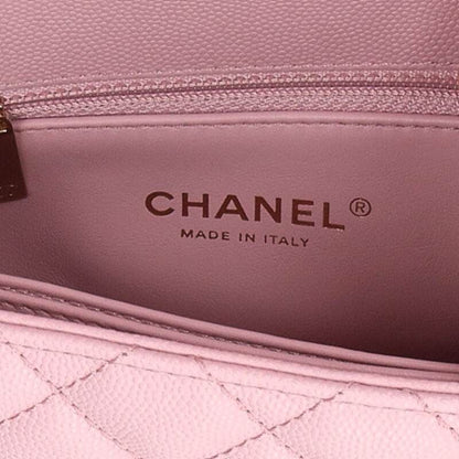 Chanel Top Handle Mini Coco Mark Caviar Skin 2-way Handbag Women