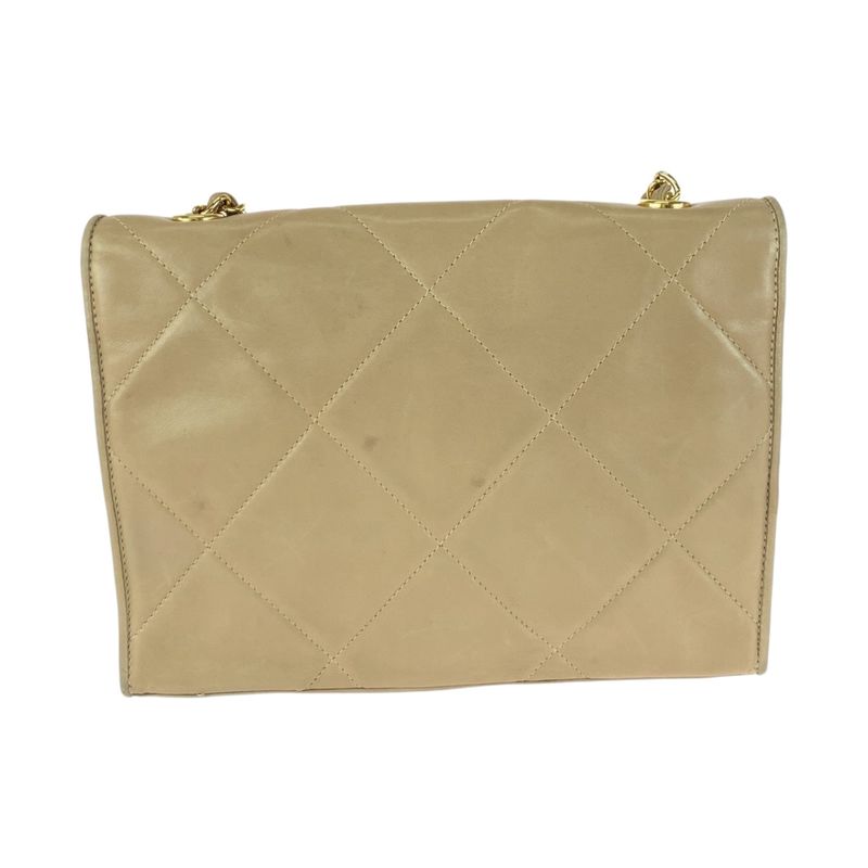 Chanel Vintage Matelasse Flap Coco Mark Beige Gold Hardware Lambskin Chain