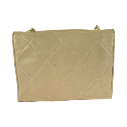 Chanel Vintage Matelasse Flap Coco Mark Beige Gold Hardware Lambskin Chain