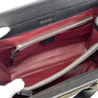 Gucci Handbag Zumi Small Top Handle Bag 569712 Leather Logo Black Silver