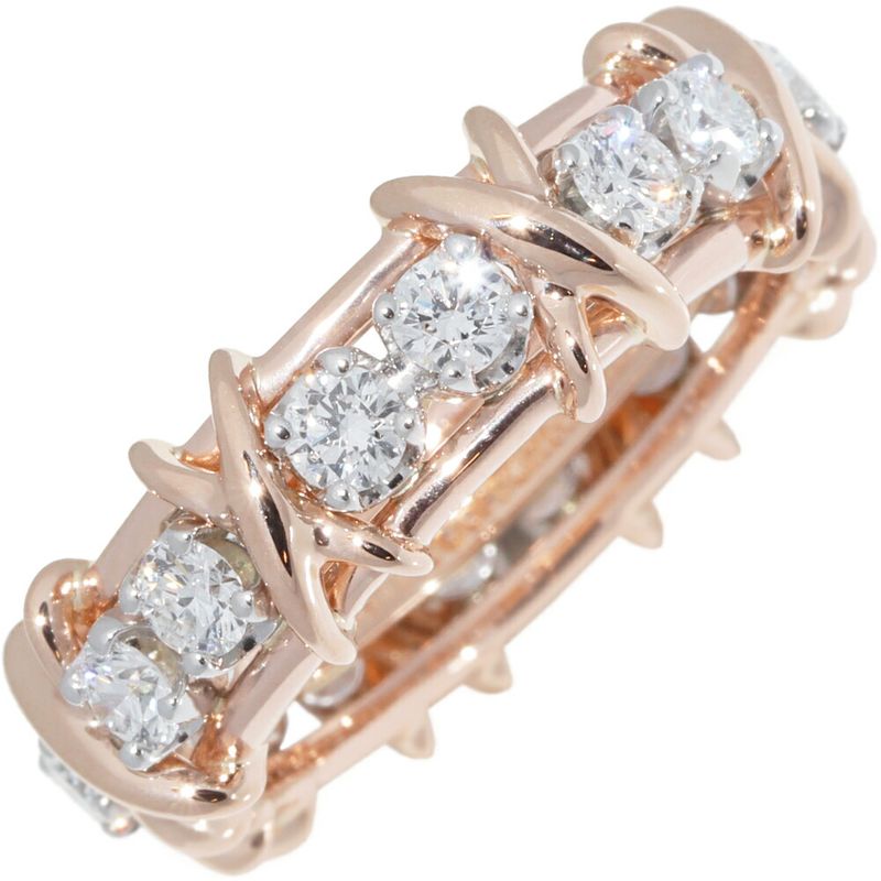 Tiffany & Co Ring 18K Pink Gold Pt950 16 Diamonds (114ct) Jean Schlumberger 16