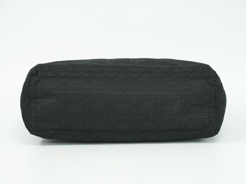 Authentic Christian DIOR Lady Dior Cannage Handbag Nylon Black Lady Dior Bag
