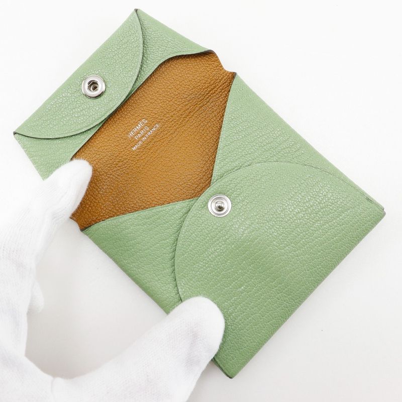 Hermes Bastia Chevre Green B Ladies Coin Case