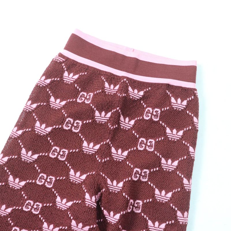 Gucci×adidas 693830 GG Trefoil Wool Jacquard Jogger Pants Bordeaux Pink S Made