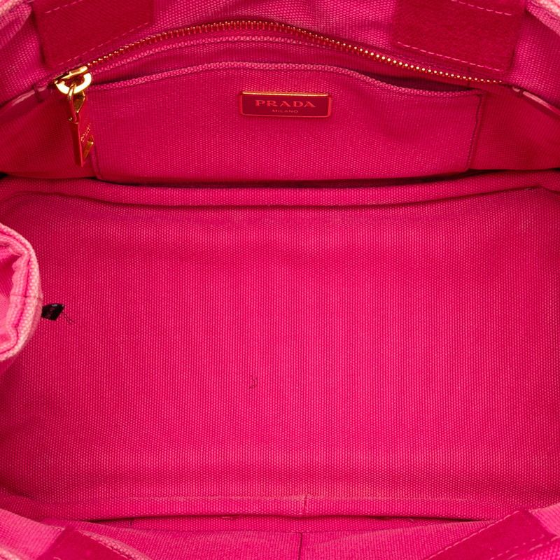 Prada Canapa Mini Tote Shoulder Bag 2WAY B2439g Pink Canvas Women Prada