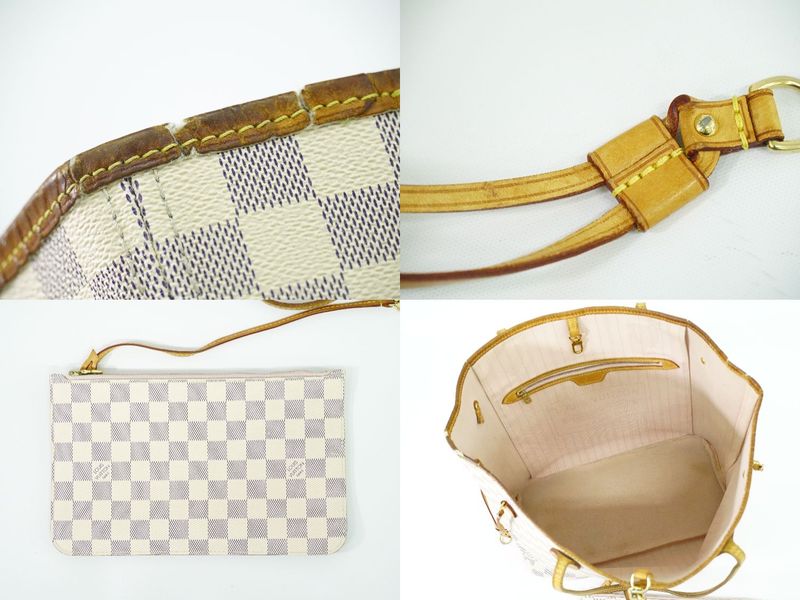 Authentic Louis Vuitton LV New Shape Neverfull MM Damier Azure Tote Bag White