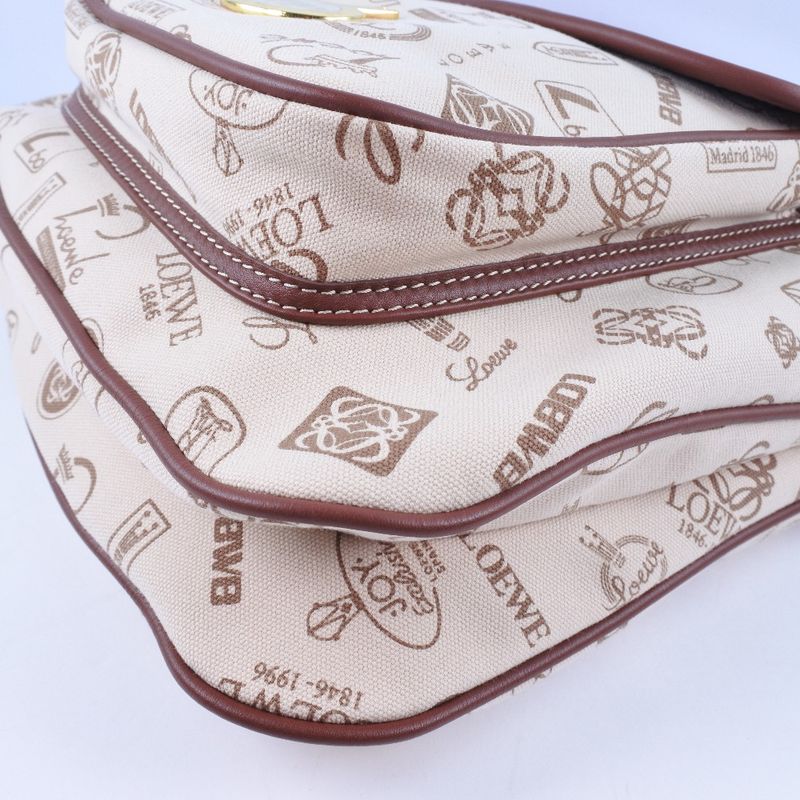 Loewe Pin Badge Suede Brown Women's Shoulder Bag