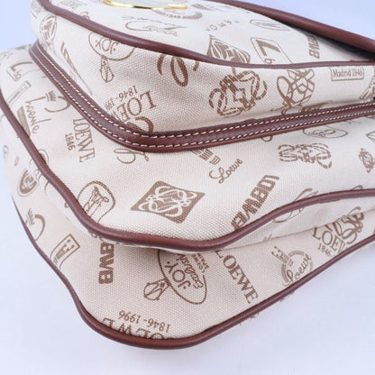 Loewe Pin Badge Suede Brown Women's Shoulder Bag