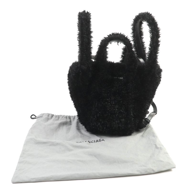 Balenciaga 672793 Everyday 2.0 Xs Logo Embroidered F Fur Shoulder Tote Bag